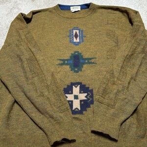 Vintage Boss Olive Geometric Crewneck Sweater